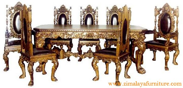  Kursi  Makan Ukir Kerajaan  Zimalaya Furniture Zimalaya 