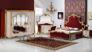 Set Tempat Tidur Warna Merah Emas