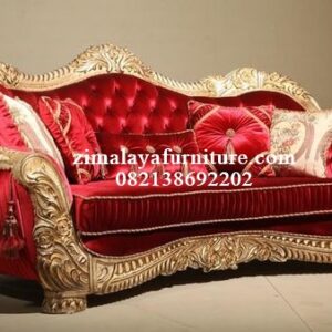 Sofa Ukir Classic Warna Gold Mix Red