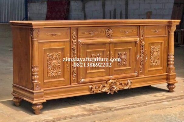 Bufet Ukir Kayu Jati Ruang Tamu