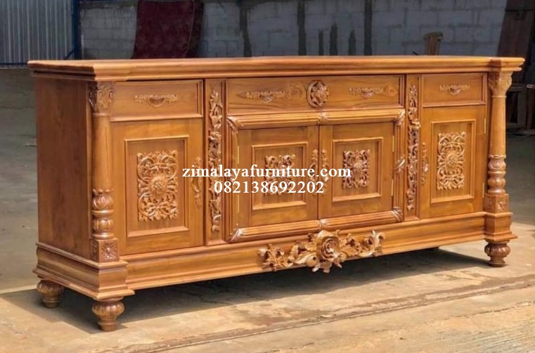 Bufet Ukir Kayu Jati Ruang Tamu